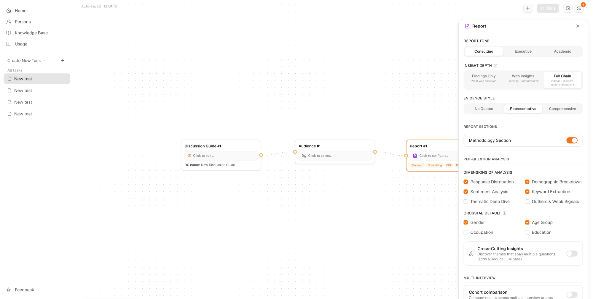 Research Report configuration